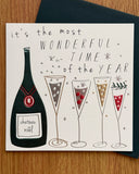 It's the most wonderful time Champagne flutes Card