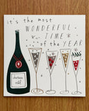 It's the most wonderful time Champagne flutes Card